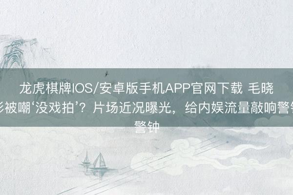 龙虎棋牌IOS/安卓版手机APP官网下载 毛晓彤被嘲‘没戏拍’?片场近况曝光,给内娱流量敲响警钟